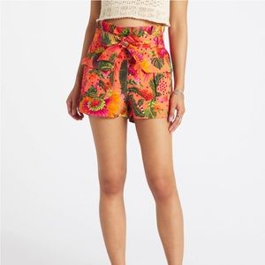 Farm Rio NWT Blooming Garden orange shorts